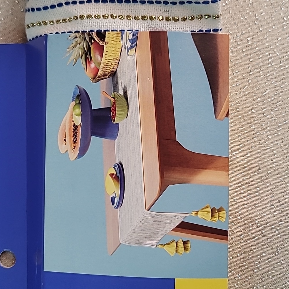Tabitha Brown Table Runner with Yellow Tassel Trim Table Linen trendy - Picture 5 of 8